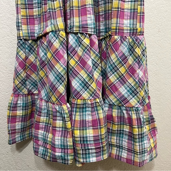 Betsey Johnson Pink Plaid Midi Dress Puff Sleeve Size M - Picture 9 of 15